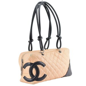 CHANEL Bowling Bag Cambon Beige Tan Coco Mark
